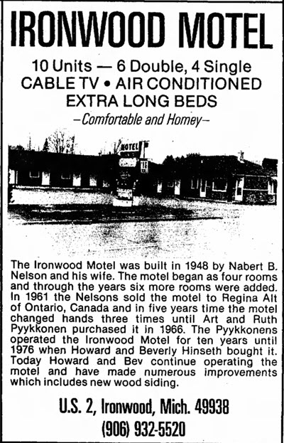 Ironwood Motel - June 20 1985 Ad (newer photo)